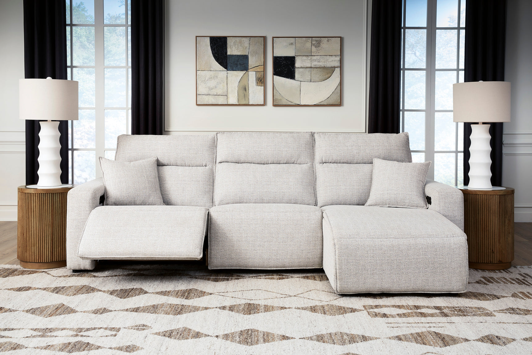 Modmax II Stone 3 Pc Reclining Sofa Chaise - Ornate Home