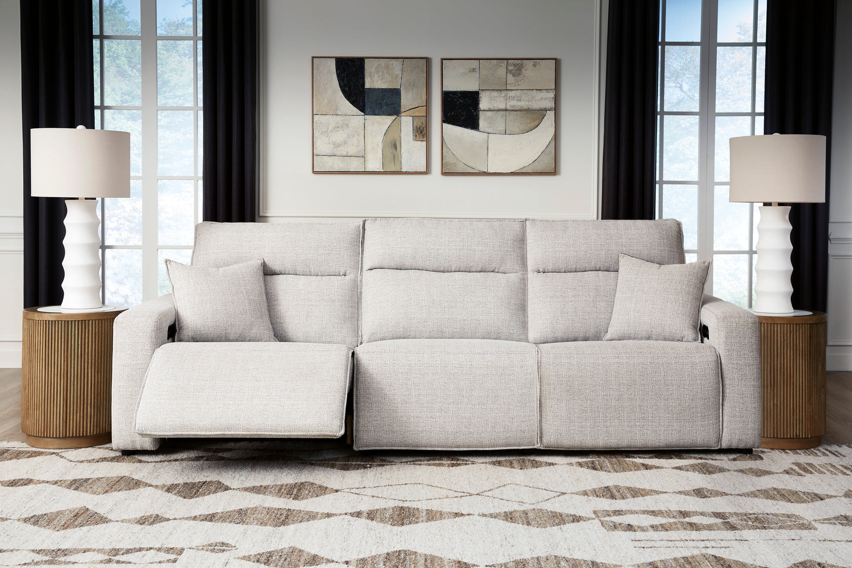 Modmax II Stone 3-Piece Power Reclining Sectional - Ornate Home