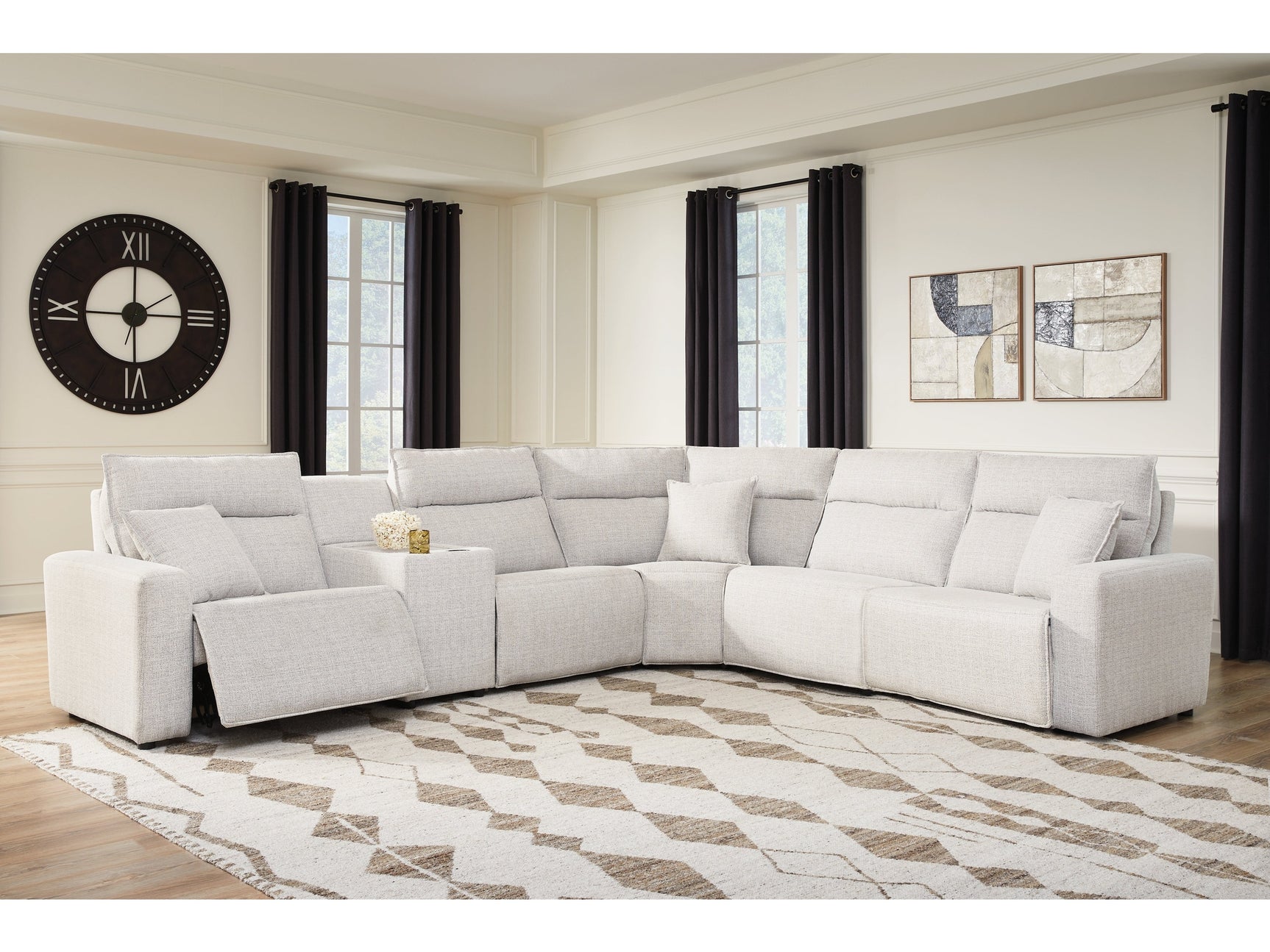 Modmax II Stone 6-Piece Reclining Sectional with Console - Ornate Home