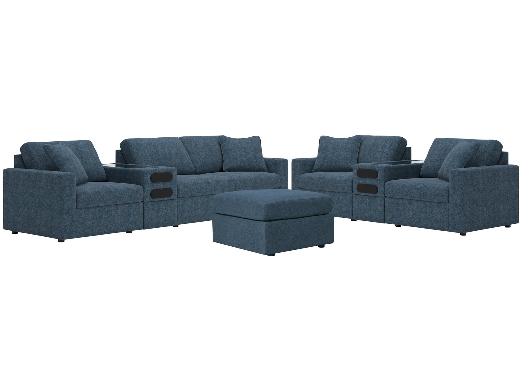Modmax Ink 4-Piece Sectional Sofa, 3-Piece Sectional Loveseat and Ottoman - 92121U25 (Online Special Price) - Ornate Home
