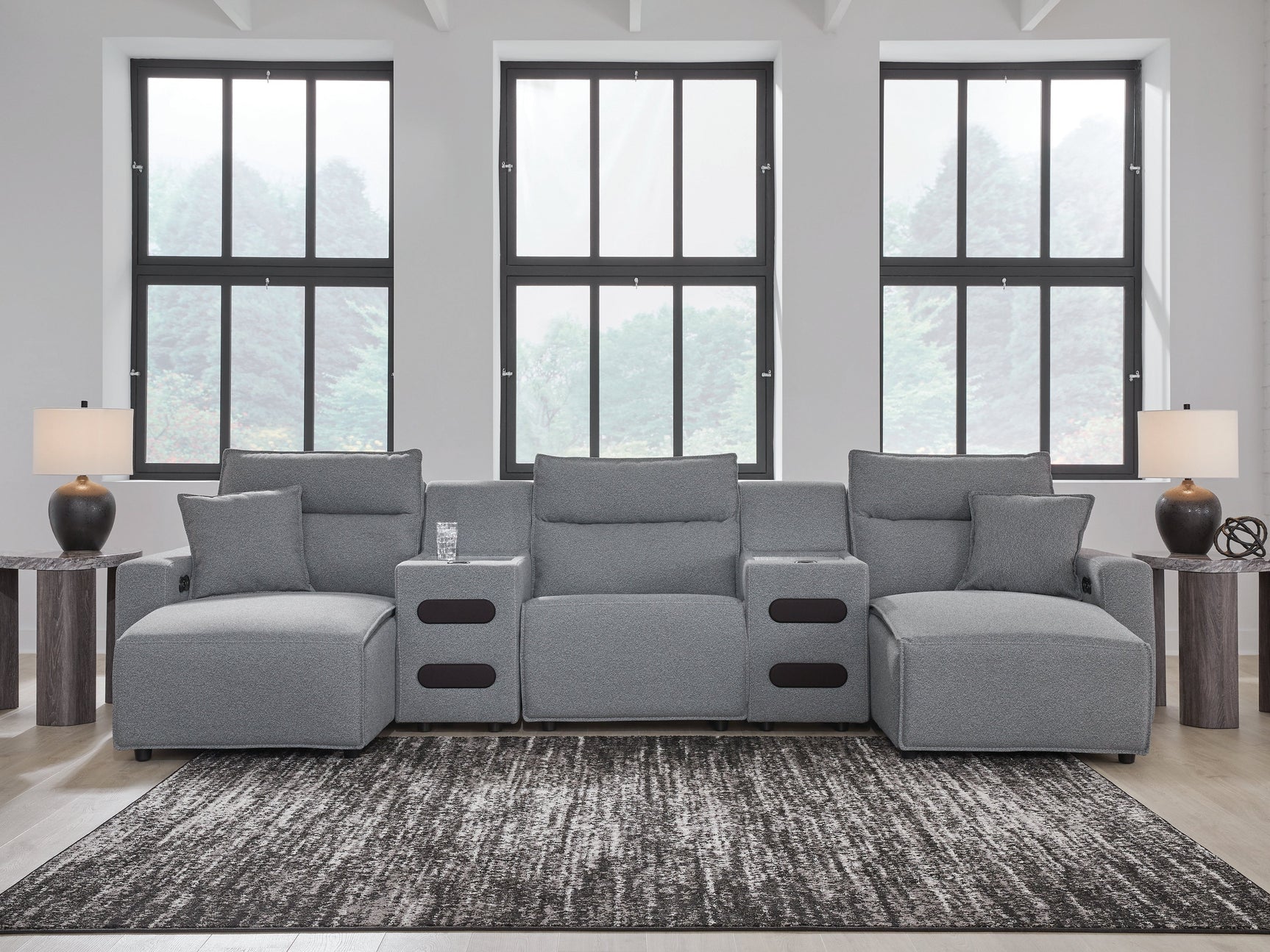 Modmax Salt and Pepper 5-Piece Power Reclining Sectional with Chaise (Online Special Price) - Ornate Home