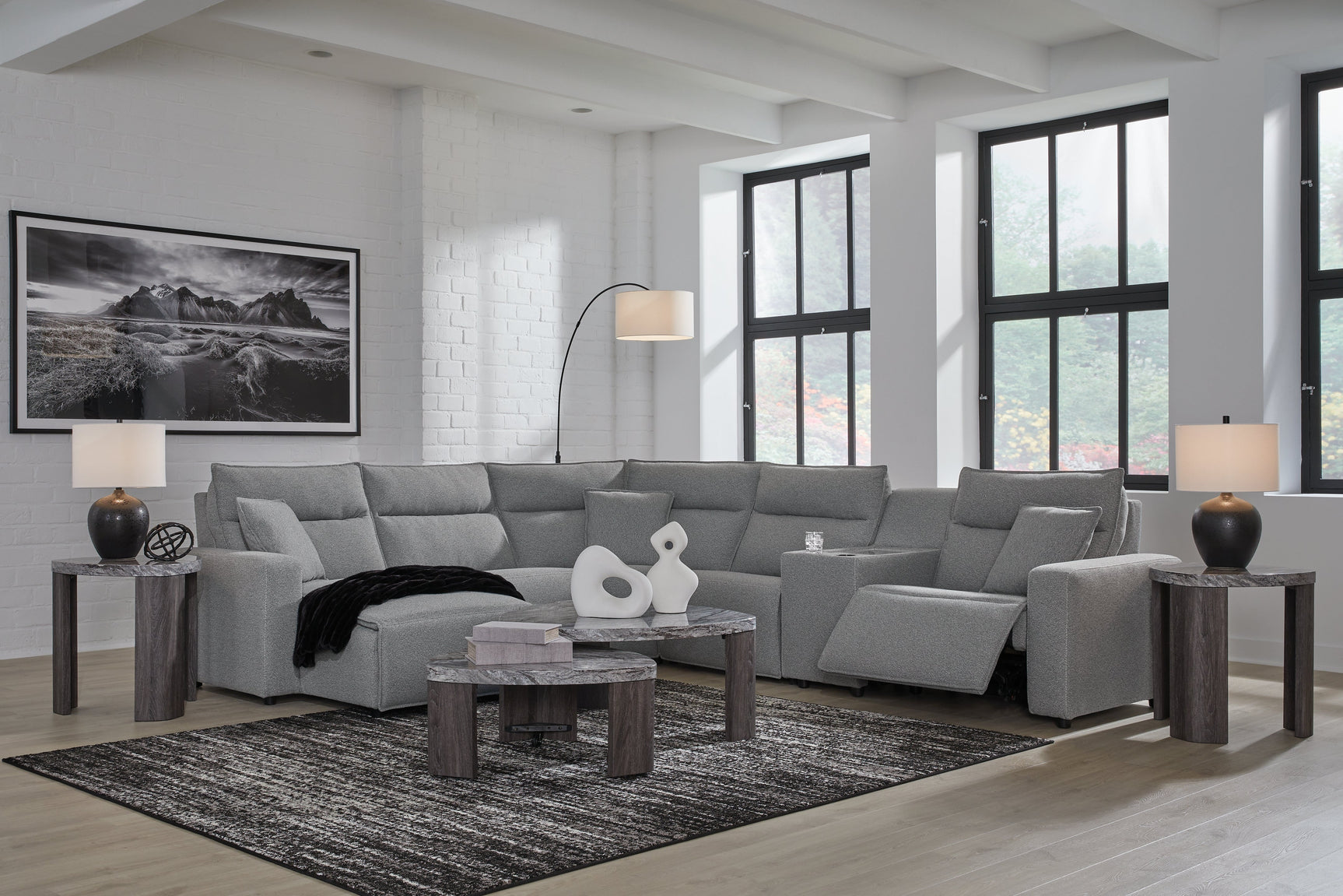 Modmax Salt and Pepper 6-Piece Power Reclining Sectional with Chaise (Online Special Price) - Ornate Home