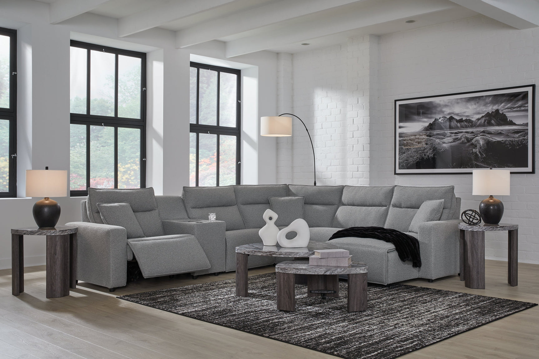 Modmax Salt and Pepper 6-Piece Power Reclining Sectional with Chaise (Online Special Price) - Ornate Home