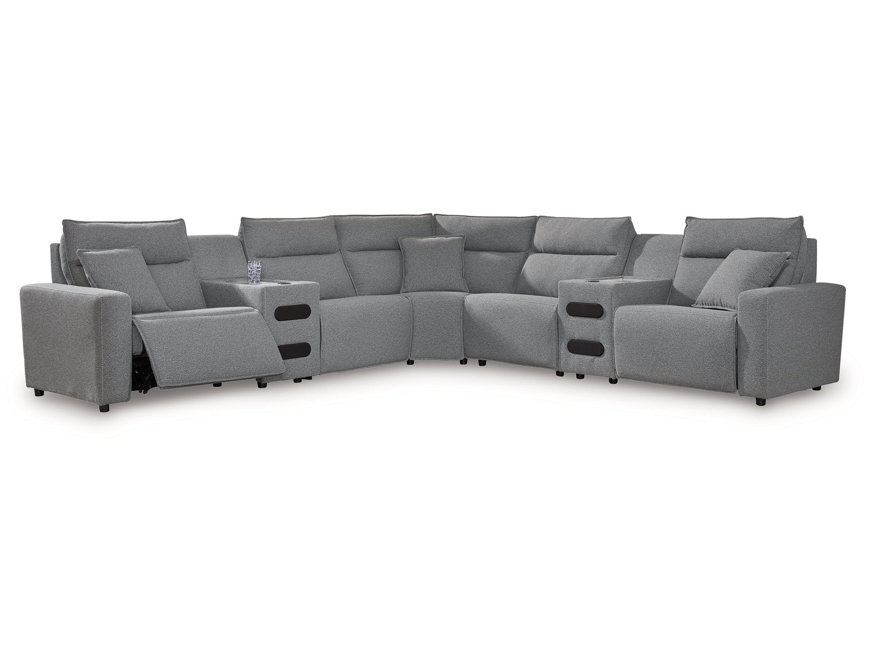 Modmax Salt and Pepper 7-Piece Power Reclining Sectional with Audio Consoles - Ornate Home