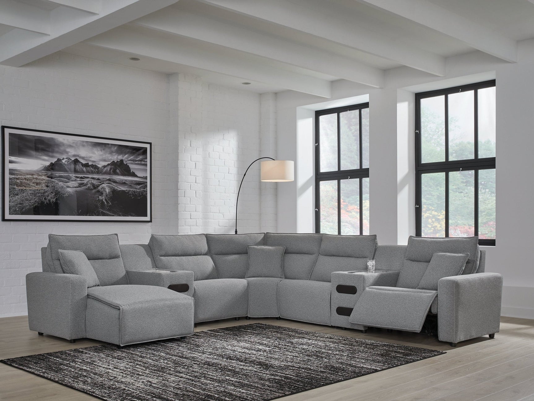 Modmax Salt and Pepper 7-Piece Power Reclining Sectional with Chaise (Online Special Price) - Ornate Home