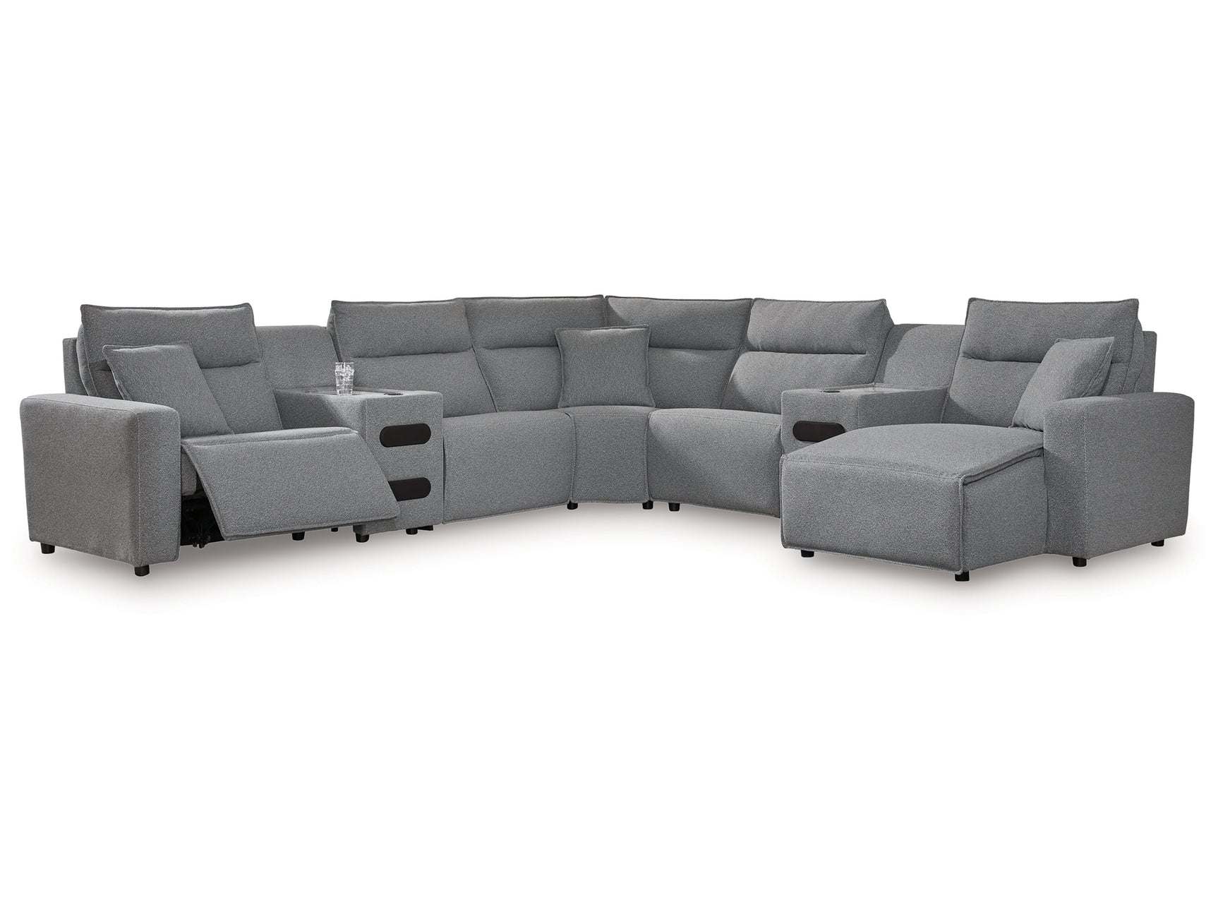 Modmax Salt and Pepper 7-Piece Power Reclining Sectional with Chaise - Ornate Home