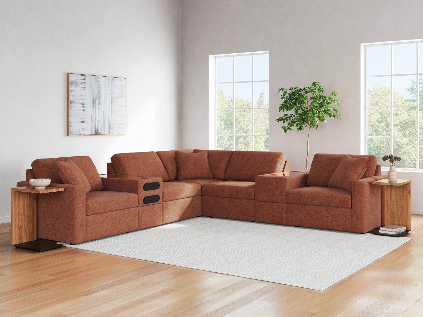 Modmax Spice 7-Piece Balanced Sectional with Audio and Storage Consoles - Ornate Home