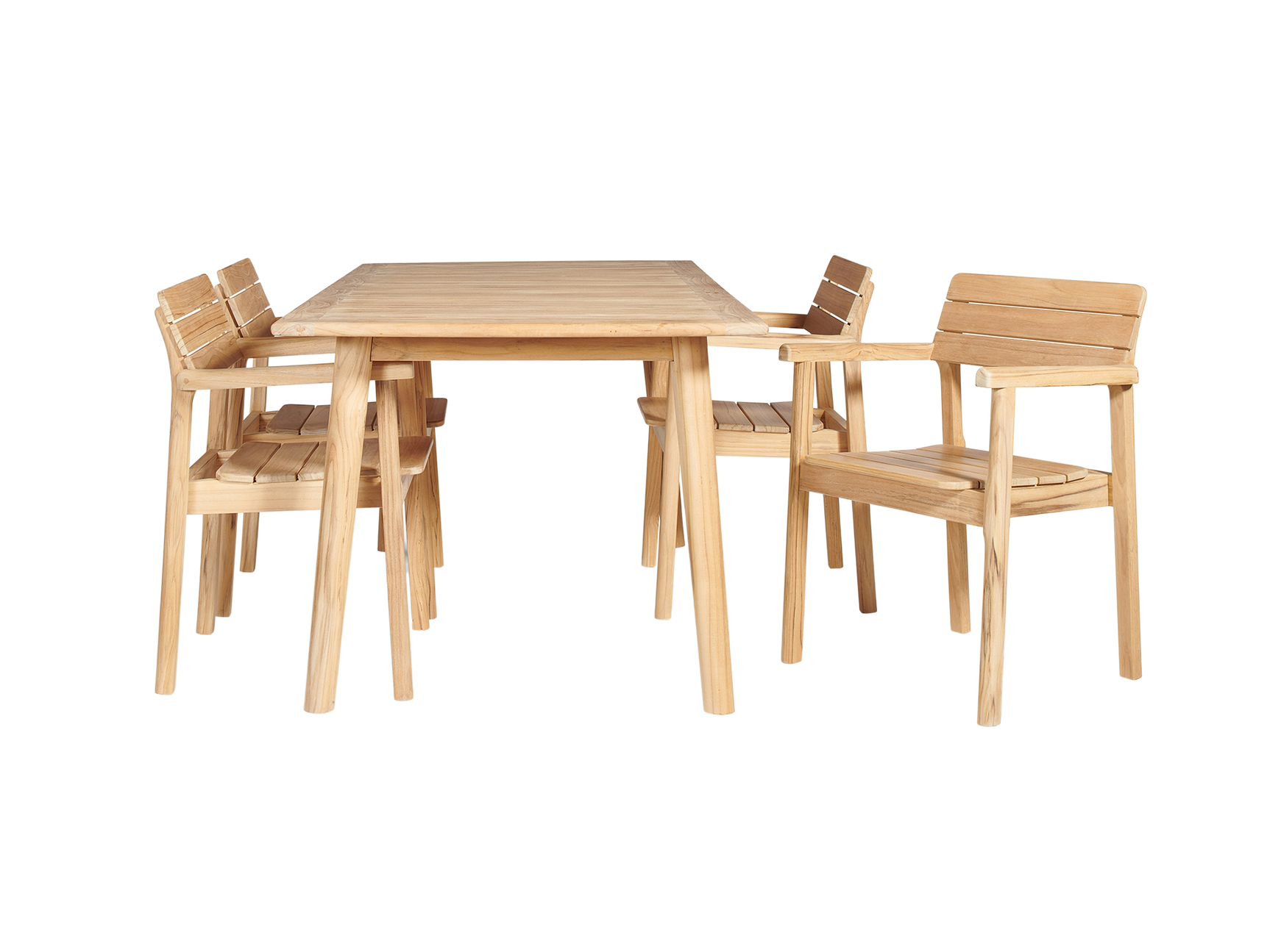 Modurn Teak Outdoor Dining Stacking Armchair (Set of 4) - Ornate Home