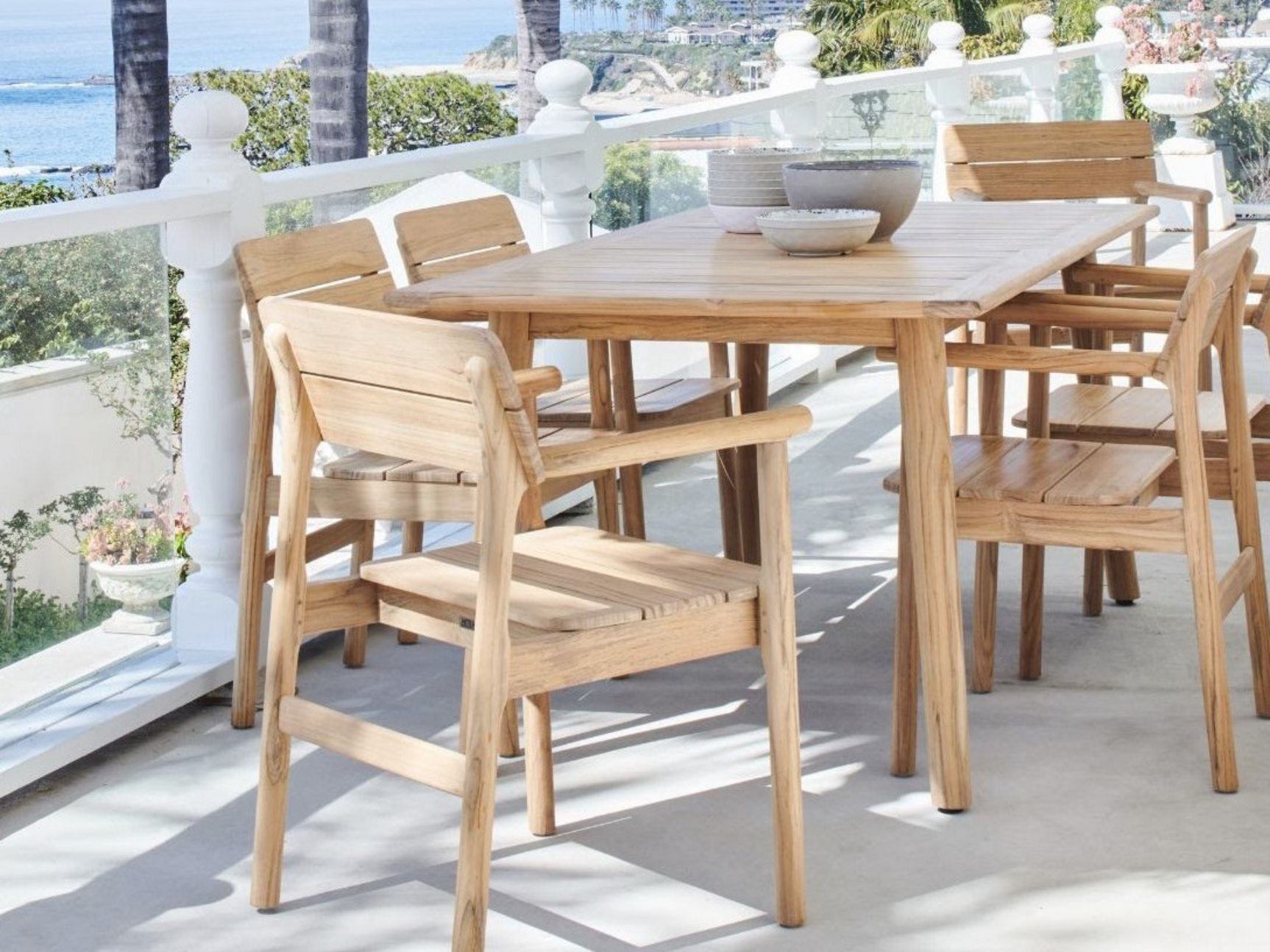 Modurn Teak Outdoor Dining Stacking Armchair (Set of 4) - Ornate Home