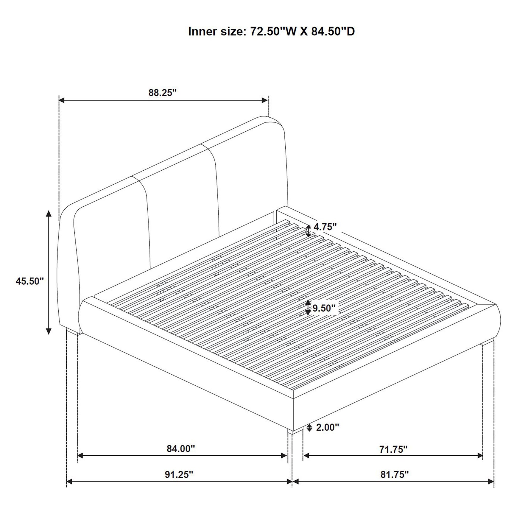 Mokena Light Brown 46-inch Upholstered California King Platform Bed - Ornate Home