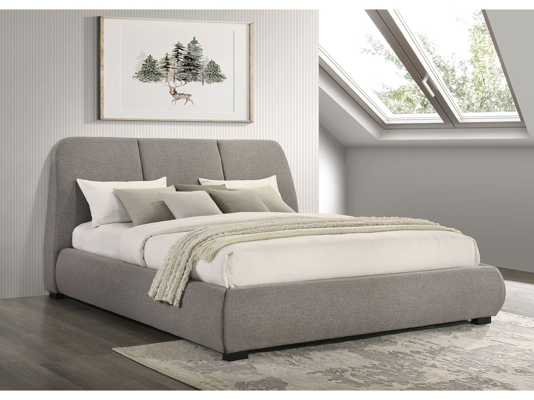 Mokena Taupe 46-inch Upholstered Eastern King Platform Bed - Ornate Home