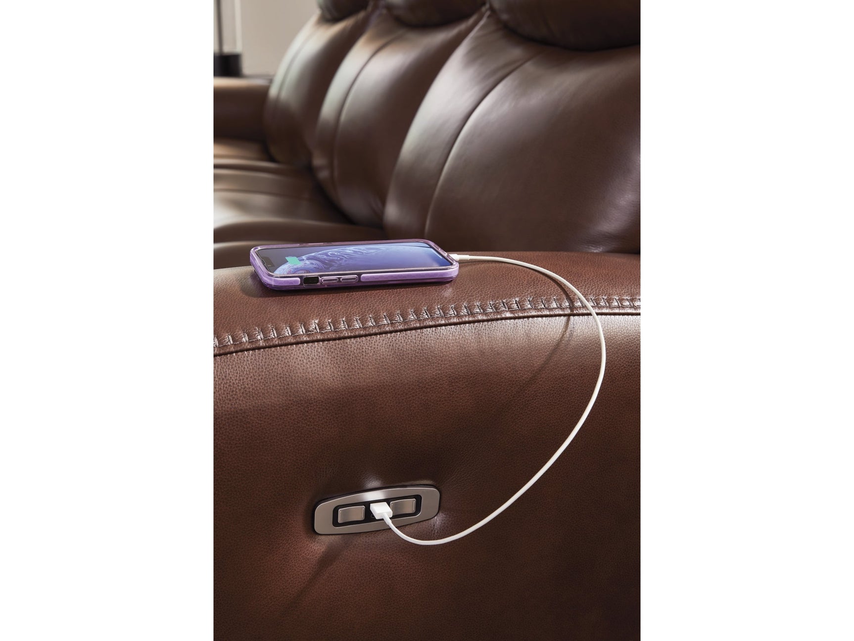 Momentum Moves Mahogany PWR REC Sofa with ADJ Headrest (Online Special Price) - Ornate Home