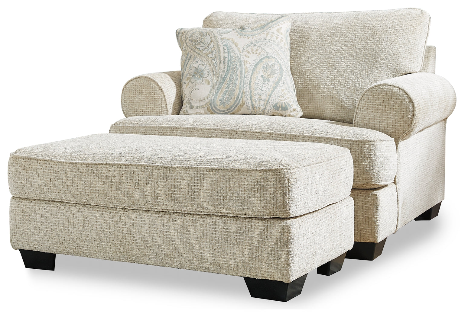 Monaghan Sandstone Oversized Chair and Ottoman (Online Special Price) - Ornate Home