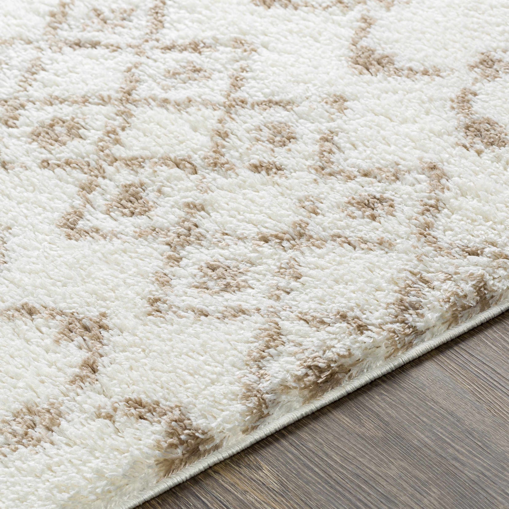 Monarch Cream&Tan Trellis Plush Rug - Ornate Home