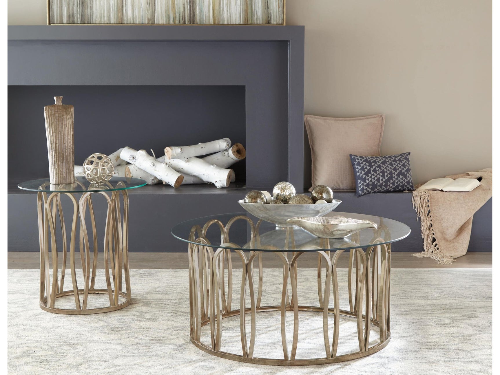 Monett Chocolate Chrome 2-piece Coffee and End Table Set - Ornate Home