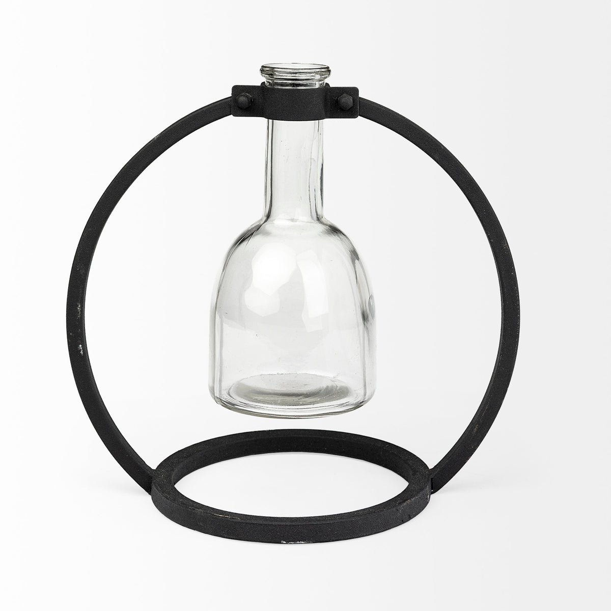 Monica Black Short Metal Glass Bottle Vase - Ornate Home
