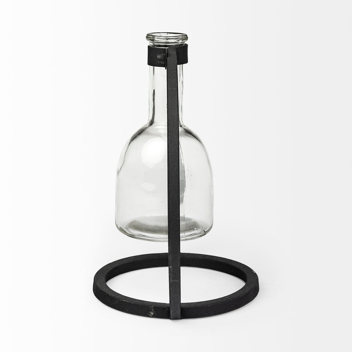 Monica Black Short Metal Glass Bottle Vase - Ornate Home
