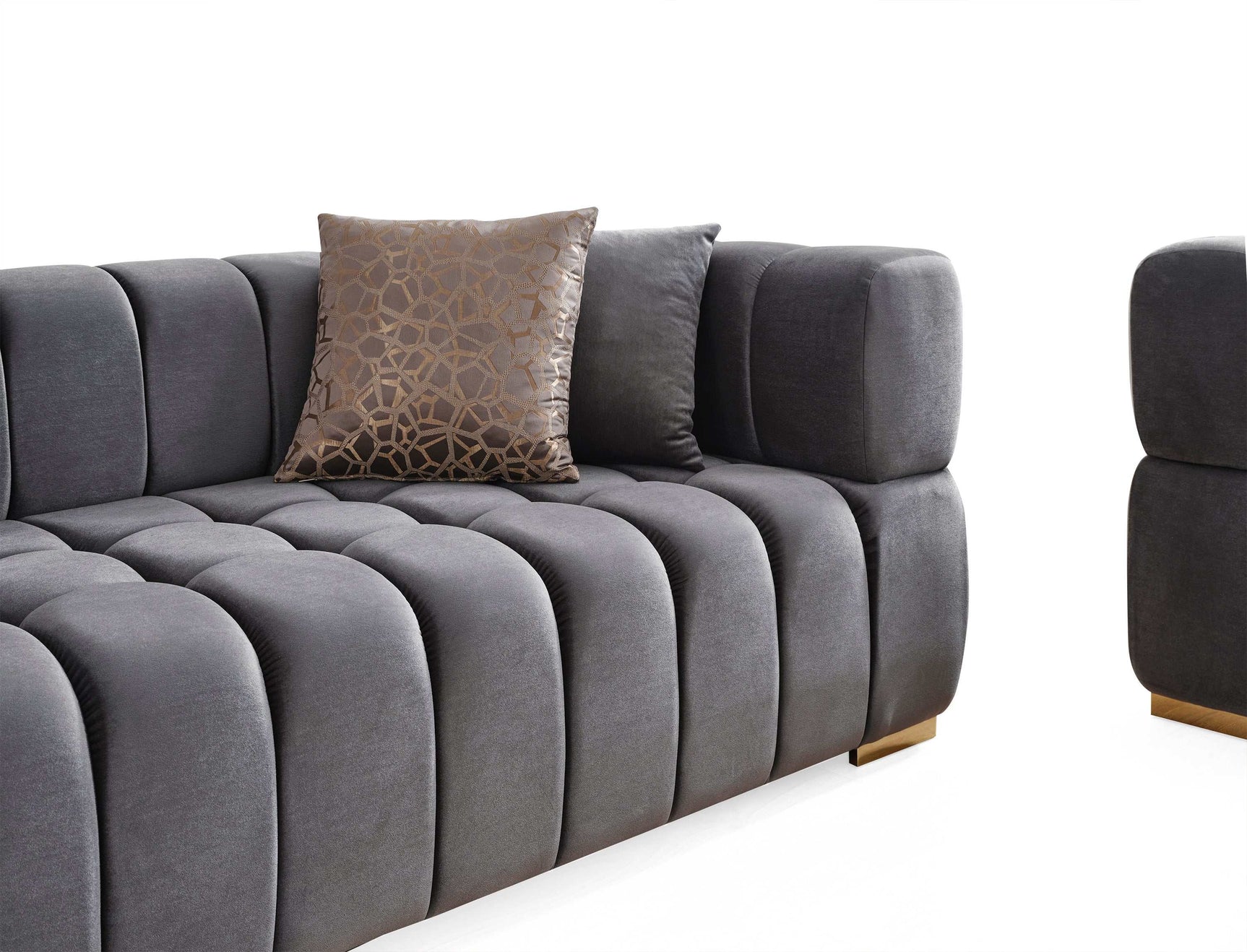 Monica Gray Velvet Living Room Set - Ornate Home