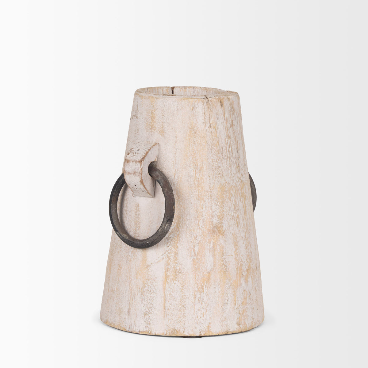 Monique Light Brown Small with Handles Wood Pot - Ornate Home