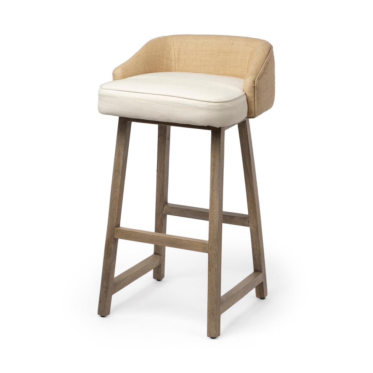 Monmouth Cream/Beige/Brown Fabric Seat Wood Frame Bar Stool