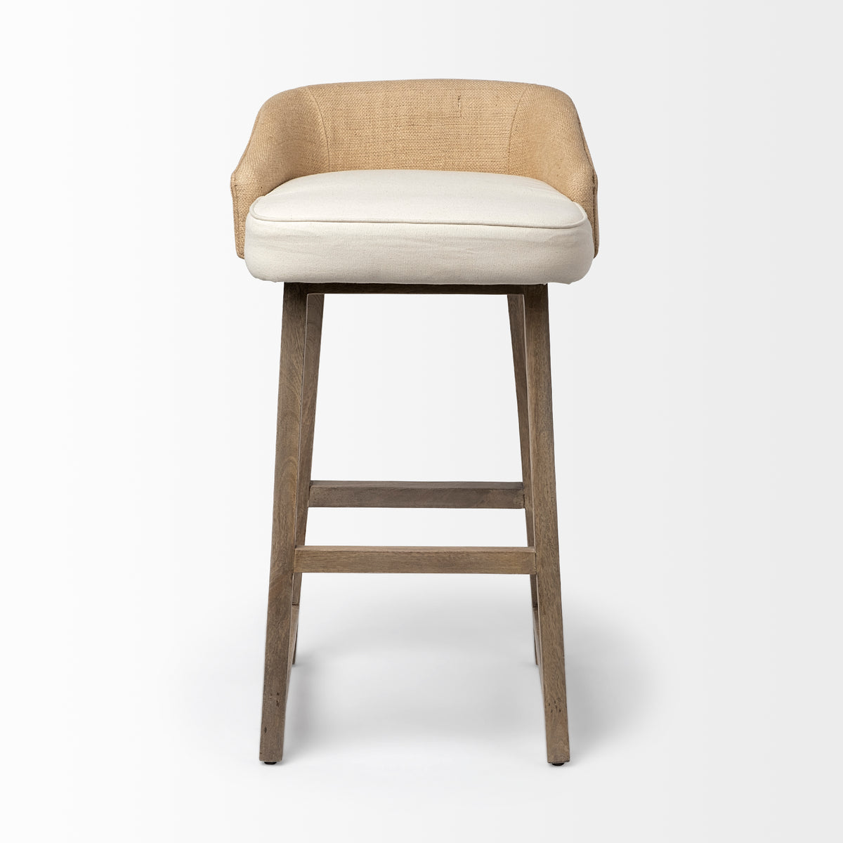 Monmouth Cream/Beige/Brown Fabric Seat Wood Frame Bar Stool