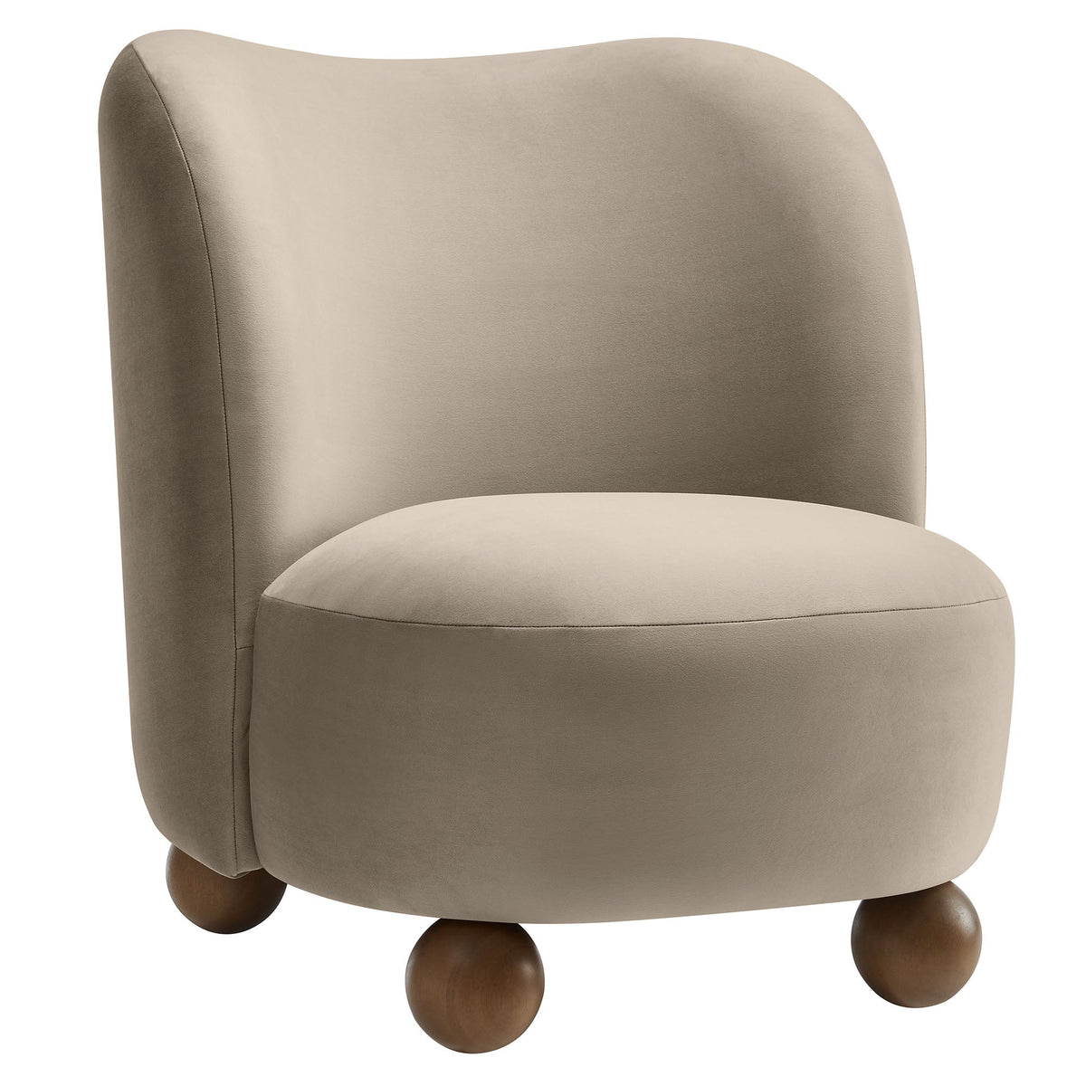 Monroe Taupe/Walnut Performance Velvet Accent Chair - Ornate Home