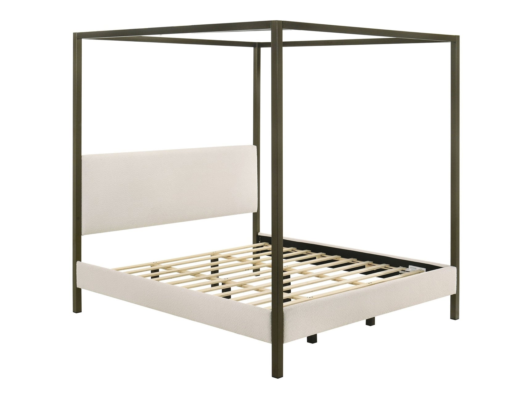 Monroe Vanilla Eastern King Upholstered Canopy Bed - Ornate Home