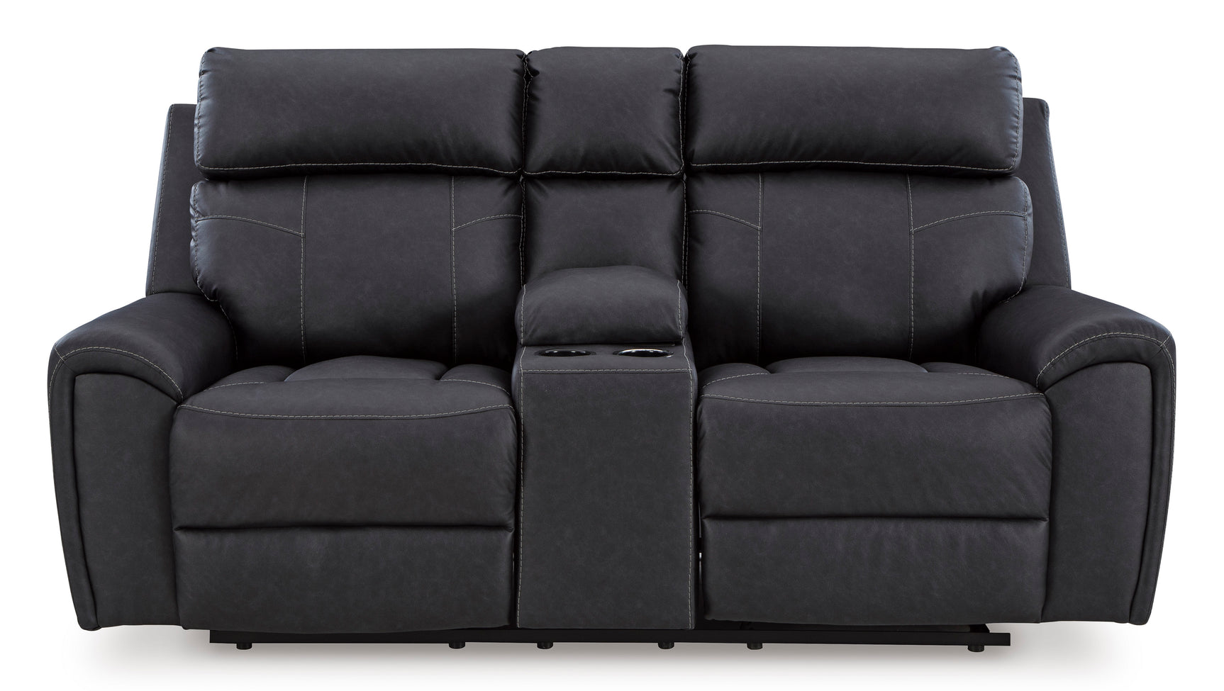 Montacute Black Reclining Loveseat with Console - Ornate Home