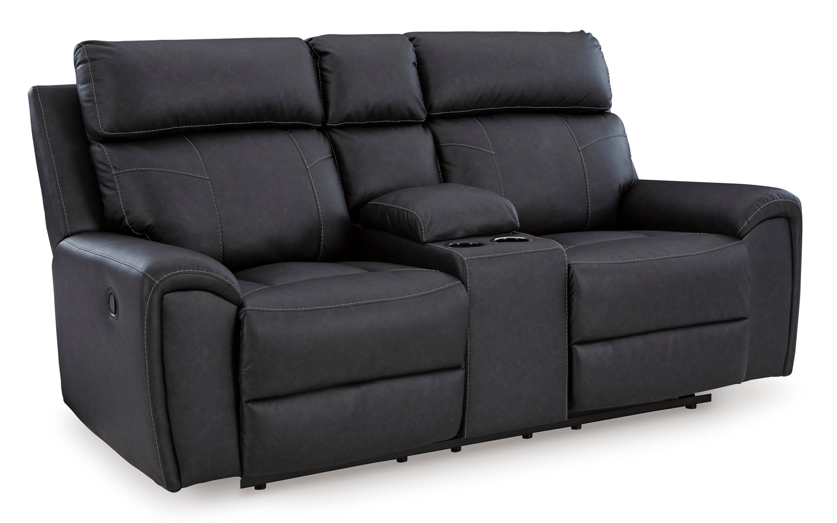 Montacute Black Reclining Loveseat with Console - Ornate Home