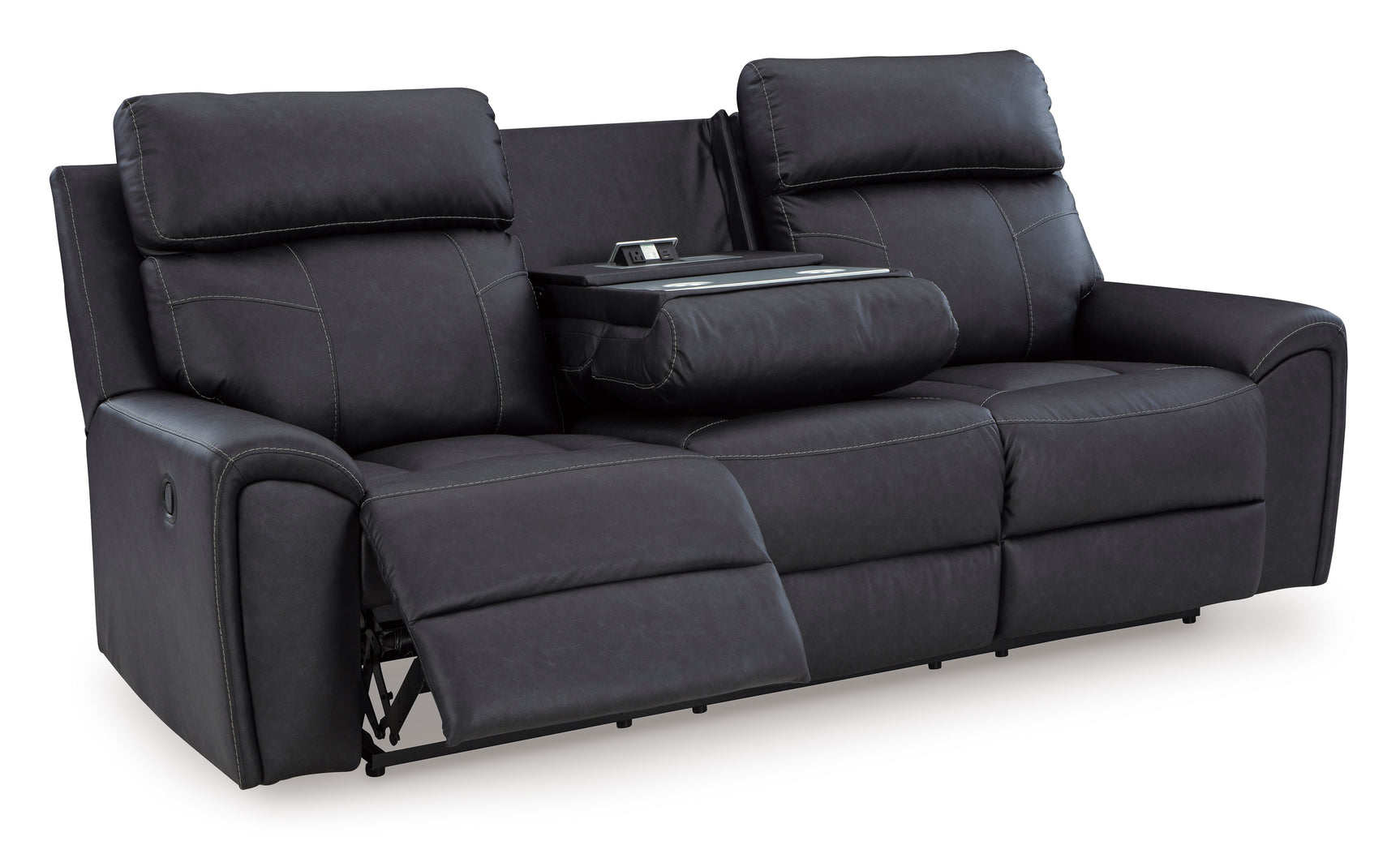 Montacute Black Reclining Sofa w/Drop Down Table - Ornate Home