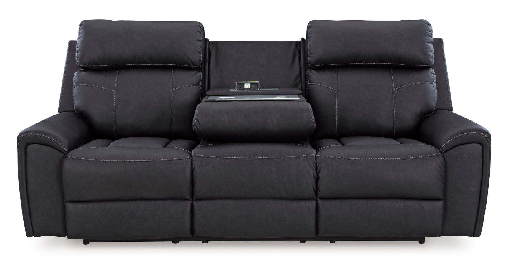 Montacute Black Reclining Sofa w/Drop Down Table - Ornate Home