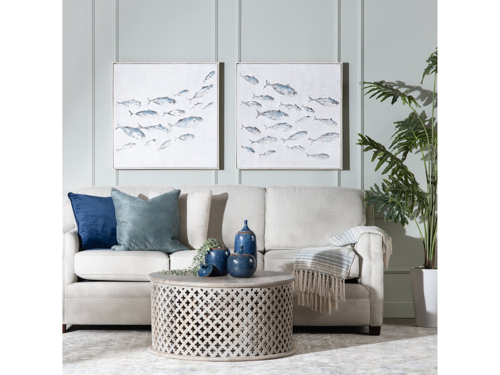 Montague Grey/Blue Canvas - Ornate Home