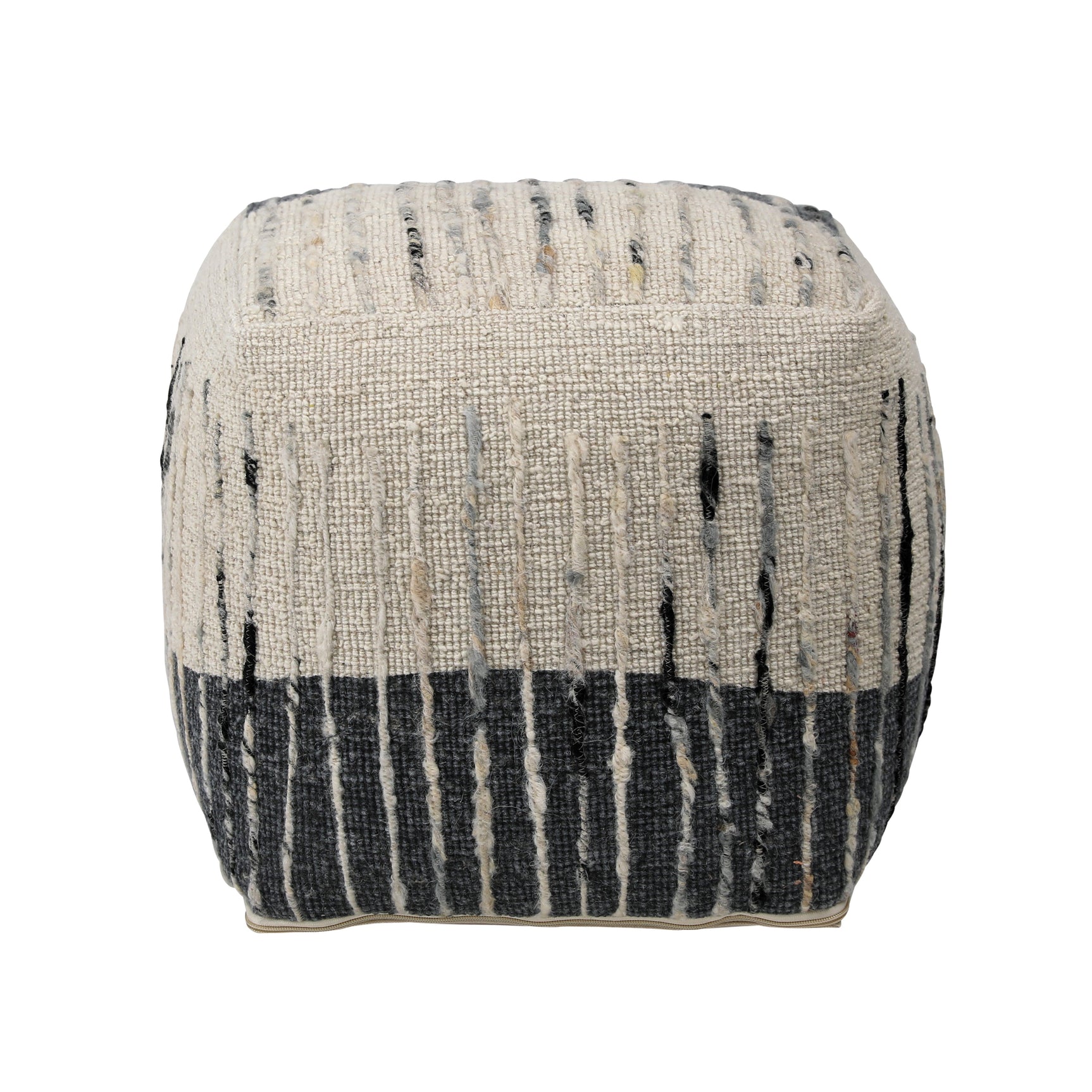 Montague Ivory/Grey Pouf - Ornate Home