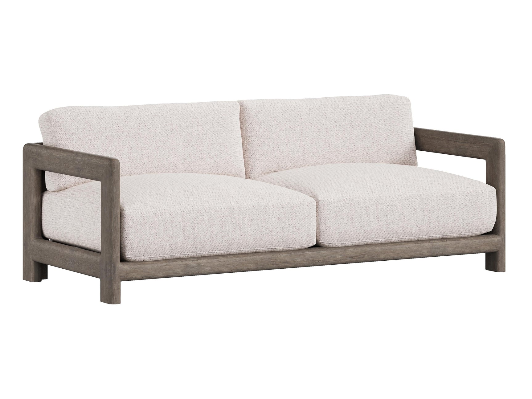Montaigne Weathered Teak/White/Cream Outdoor Sofa - Ornate Home