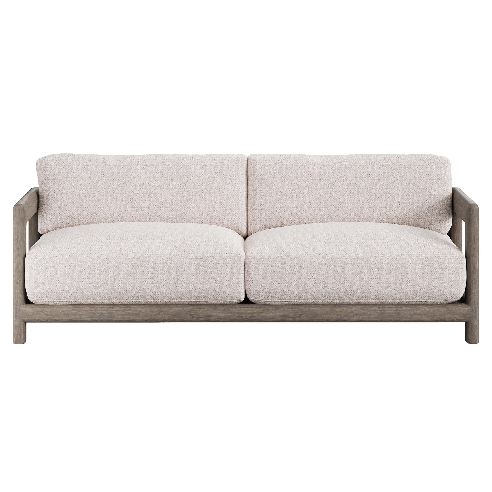 Montaigne Weathered Teak/White/Cream Outdoor Sofa - Ornate Home