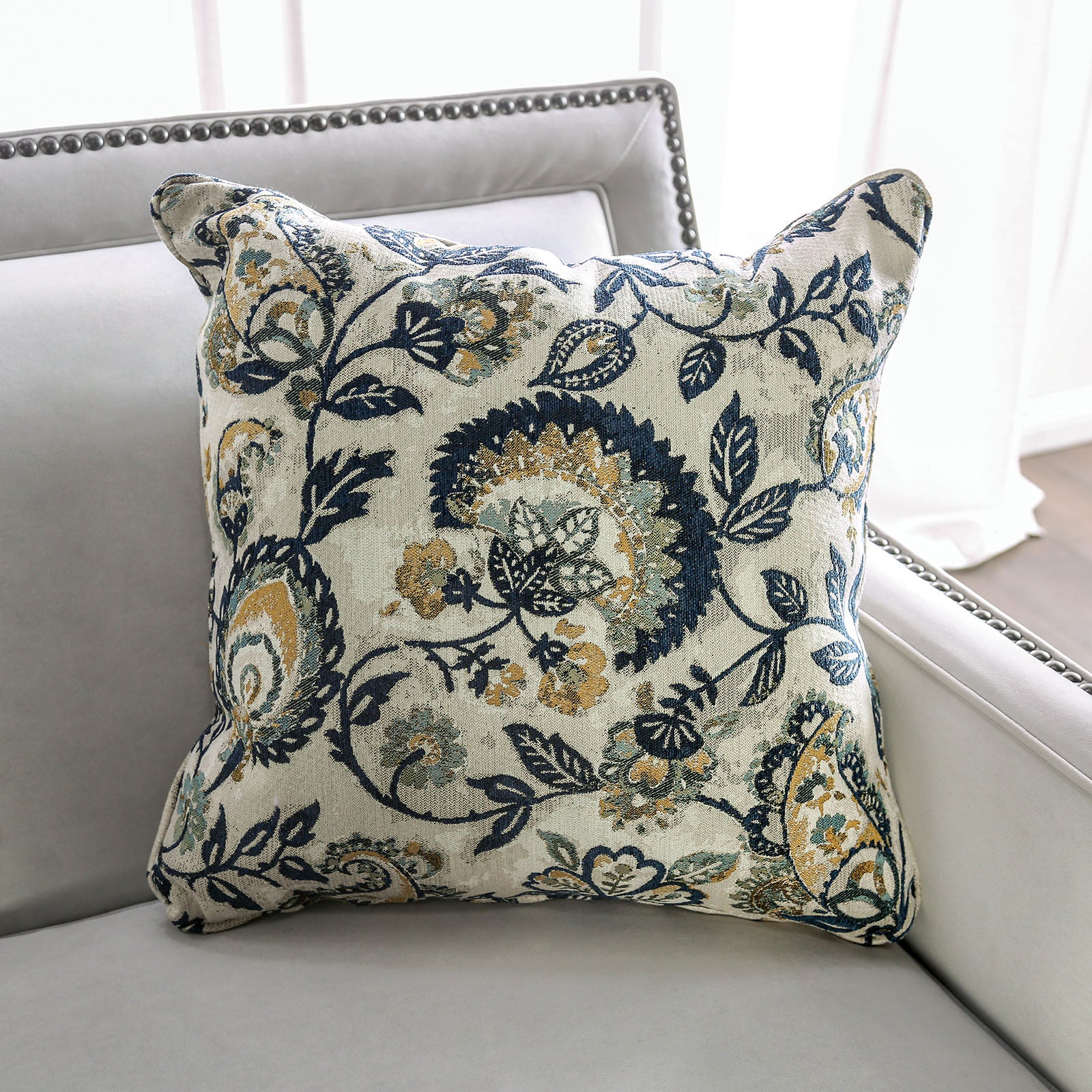 Montecelio Light Gray/Navy Sofa & Loveseat - Ornate Home