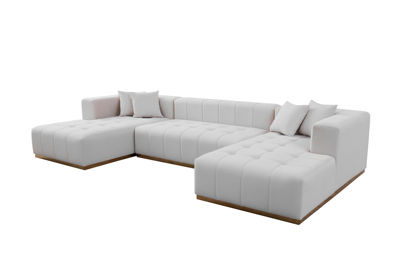 Montecito Ivory Velvet Double Chaise "U" Shape Sectional Sofa - Ornate Home