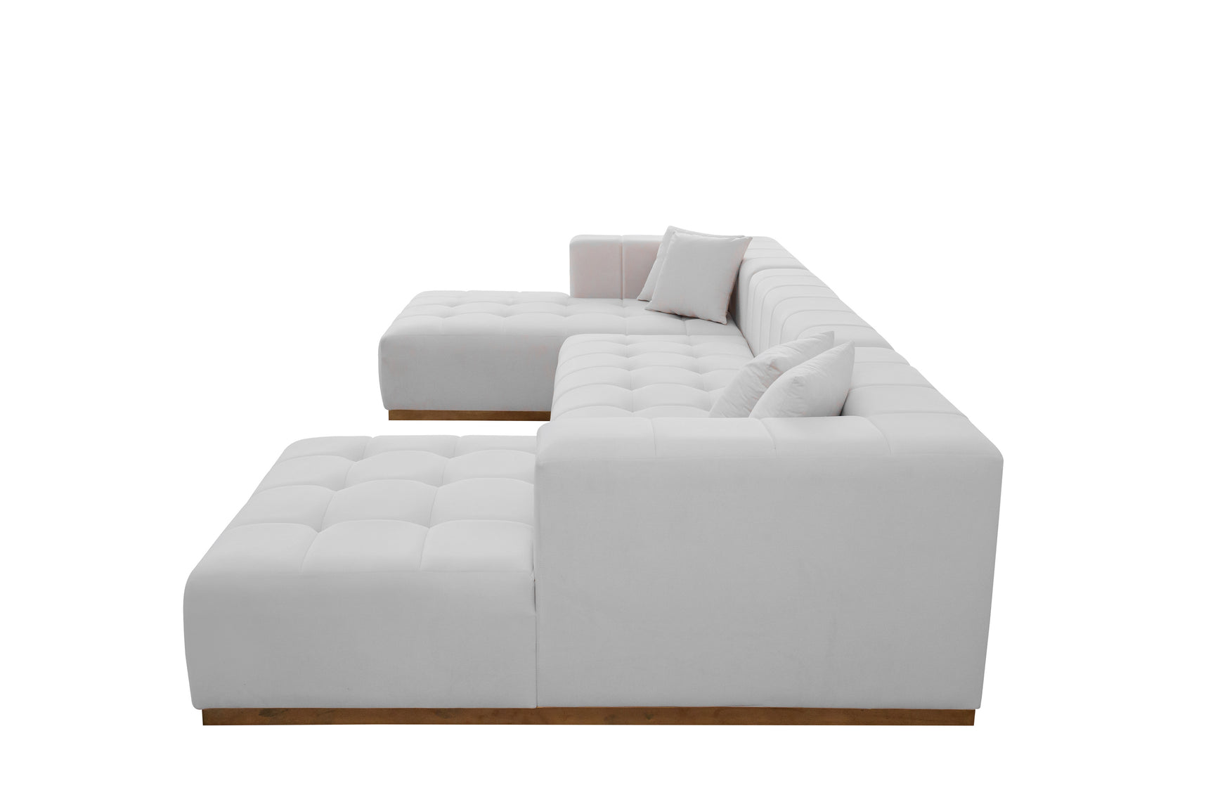 Montecito Ivory Velvet Double Chaise "U" Shape Sectional Sofa - Ornate Home