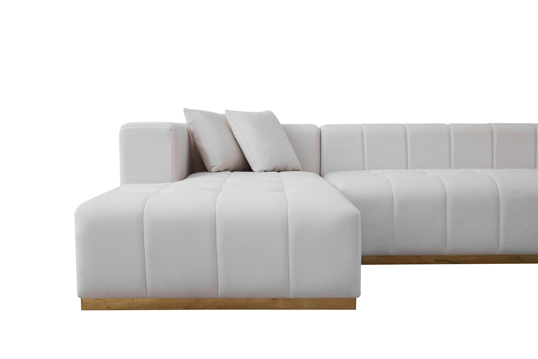 Montecito Ivory Velvet Double Chaise "U" Shape Sectional Sofa - Ornate Home