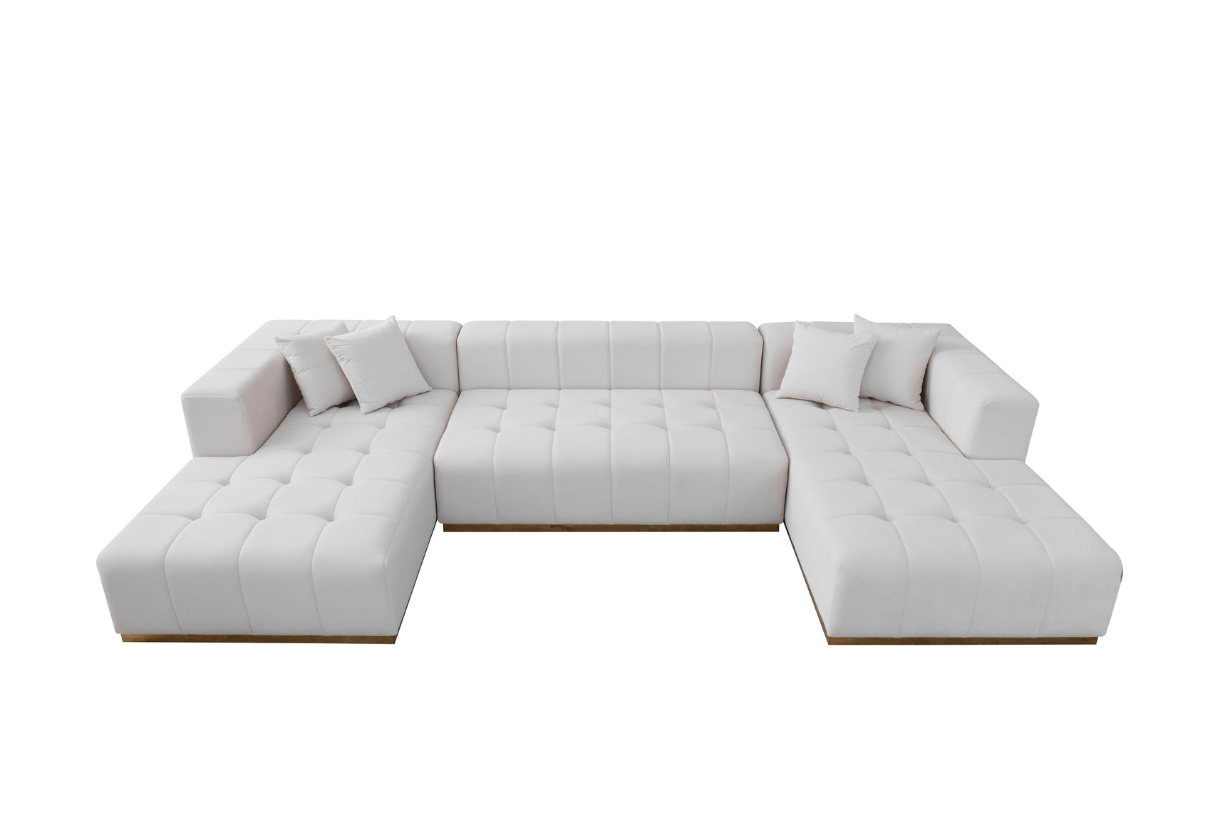 Montecito Ivory Velvet Double Chaise "U" Shape Sectional Sofa - Ornate Home