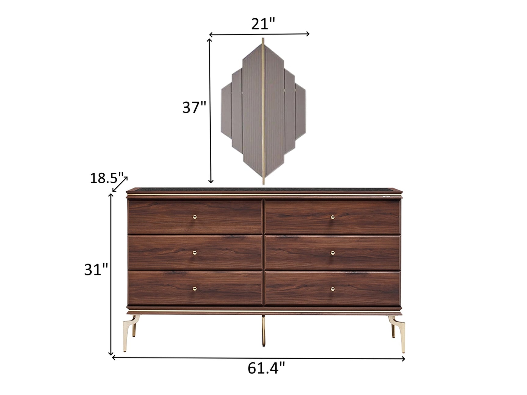 Montego Walnut Dresser - Ornate Home