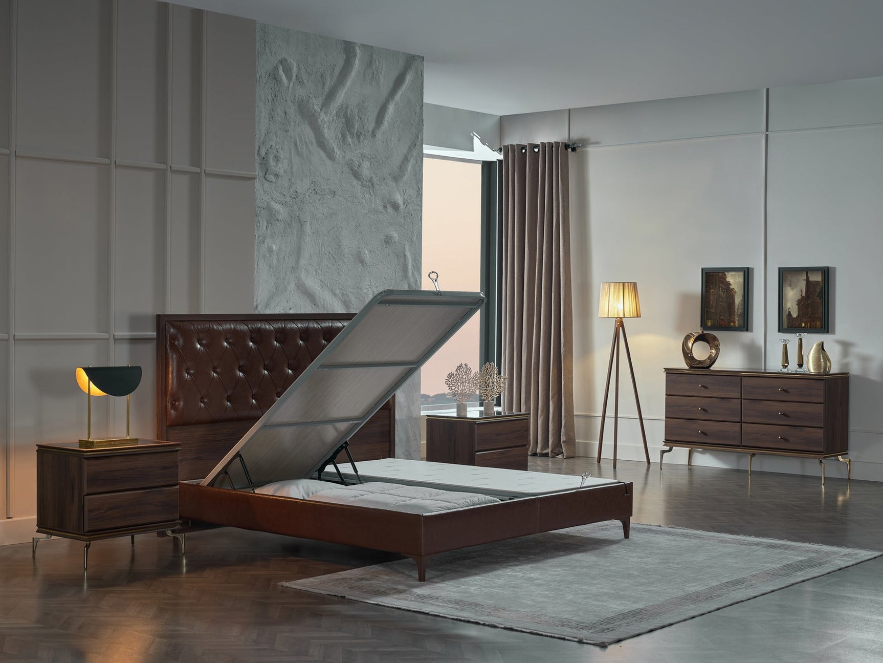 Montego Walnut King Storage Bed - Ornate Home