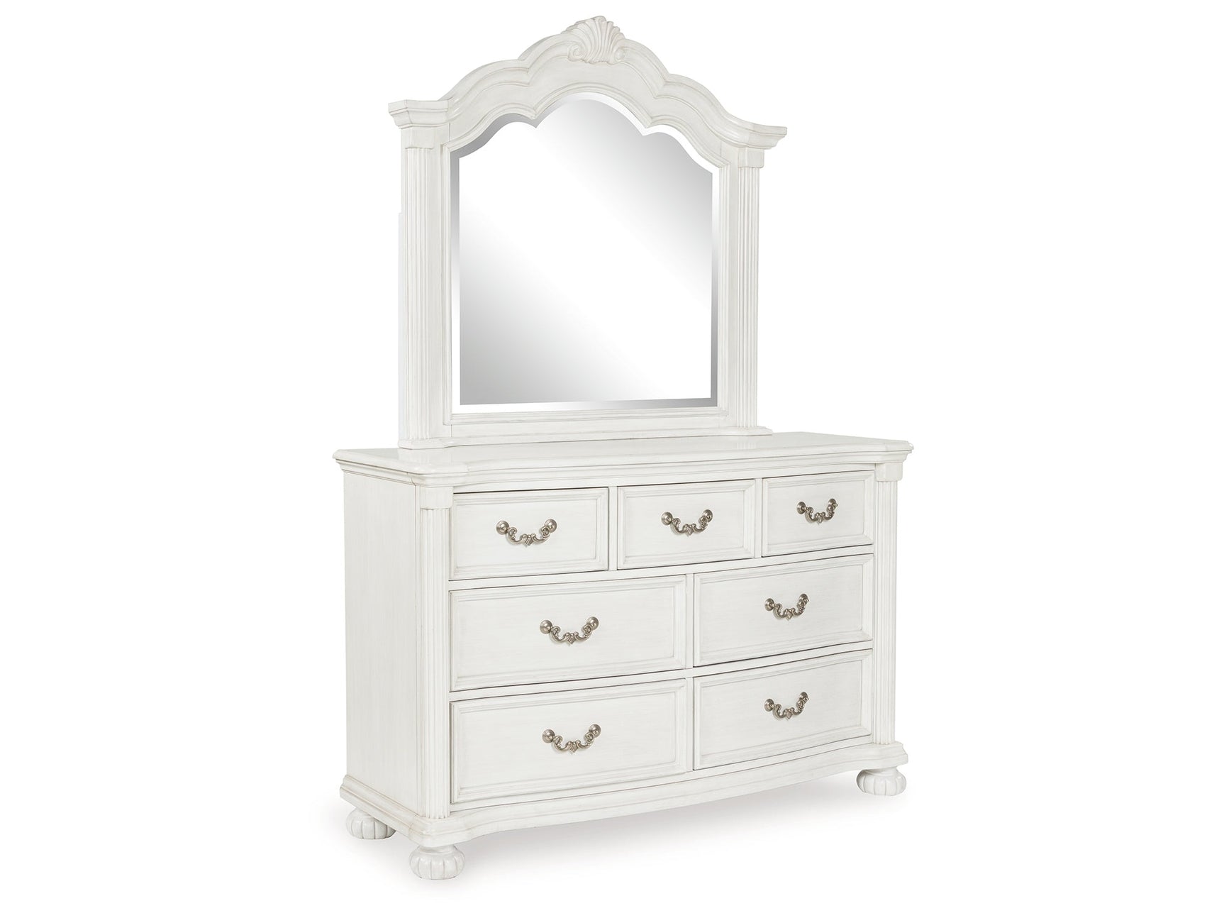 Montelaine Antique White Dresser and Mirror - Ornate Home