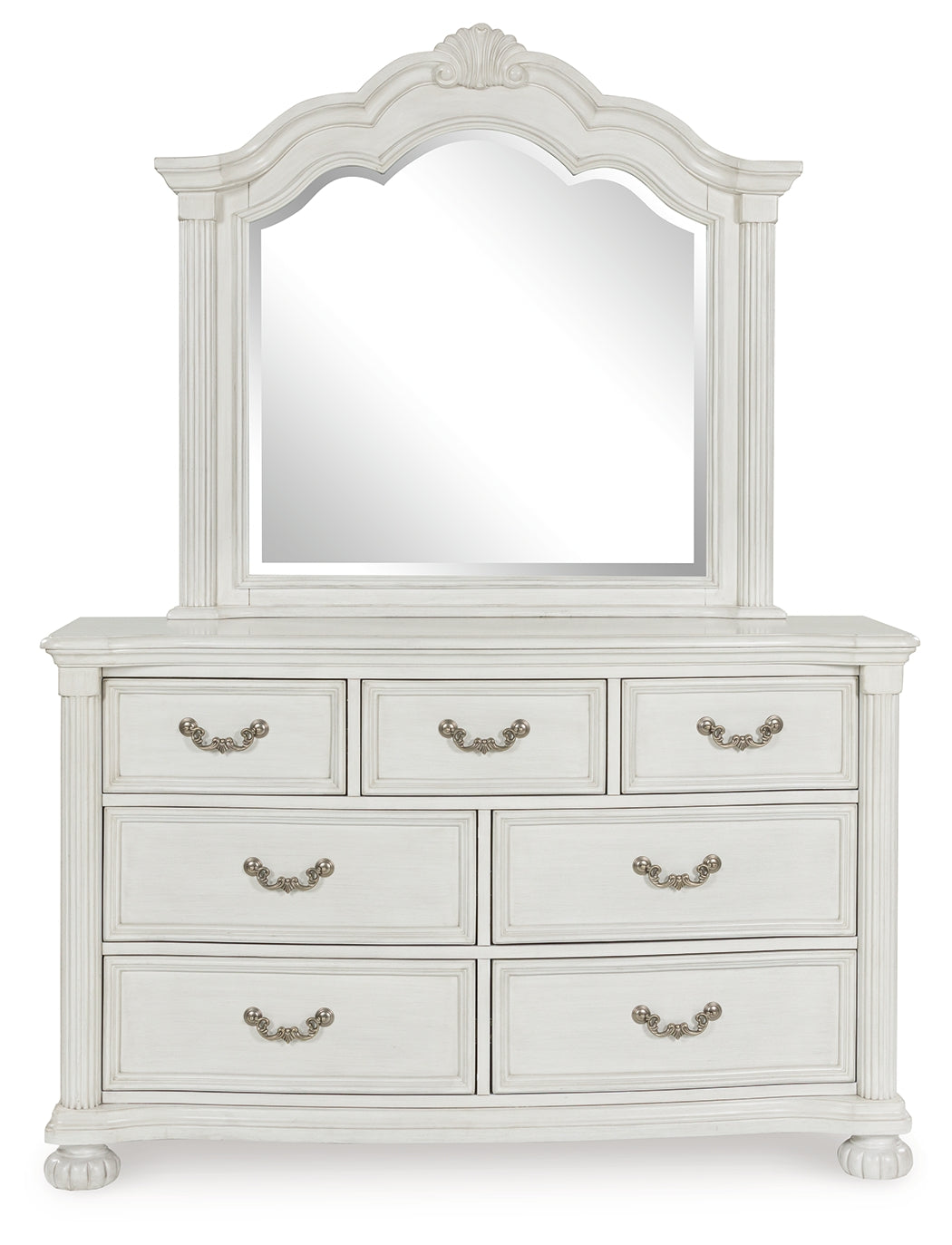 Montelaine Antique White Dresser and Mirror - Ornate Home