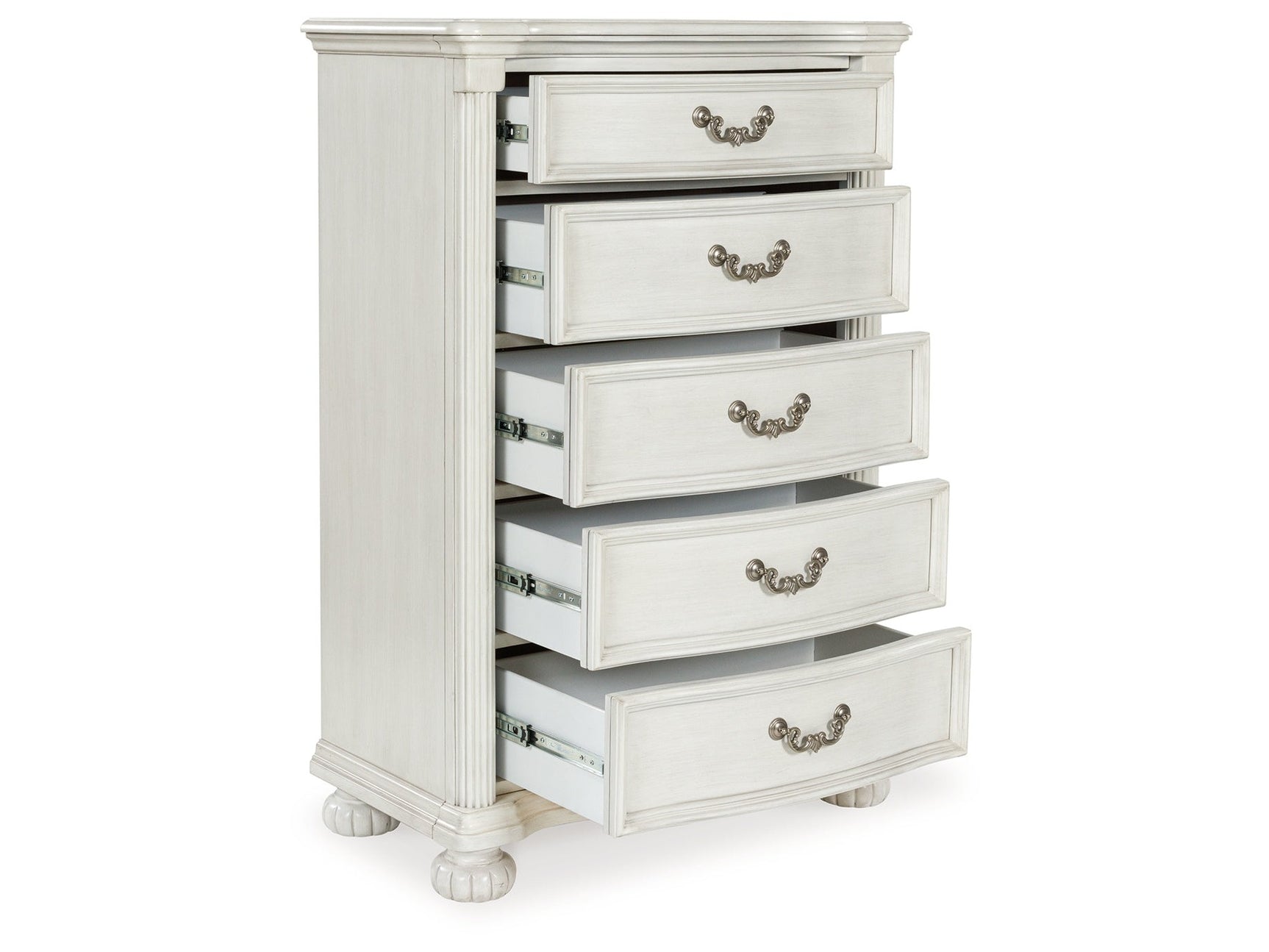 Montelaine Antique White Five Drawer Chest - Ornate Home