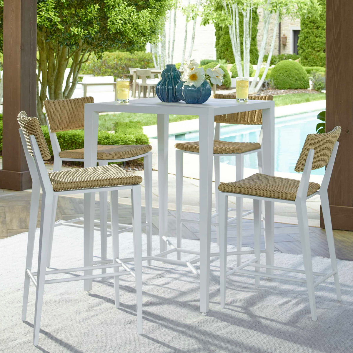 Montellano White Outdoor Bar Table - Ornate Home