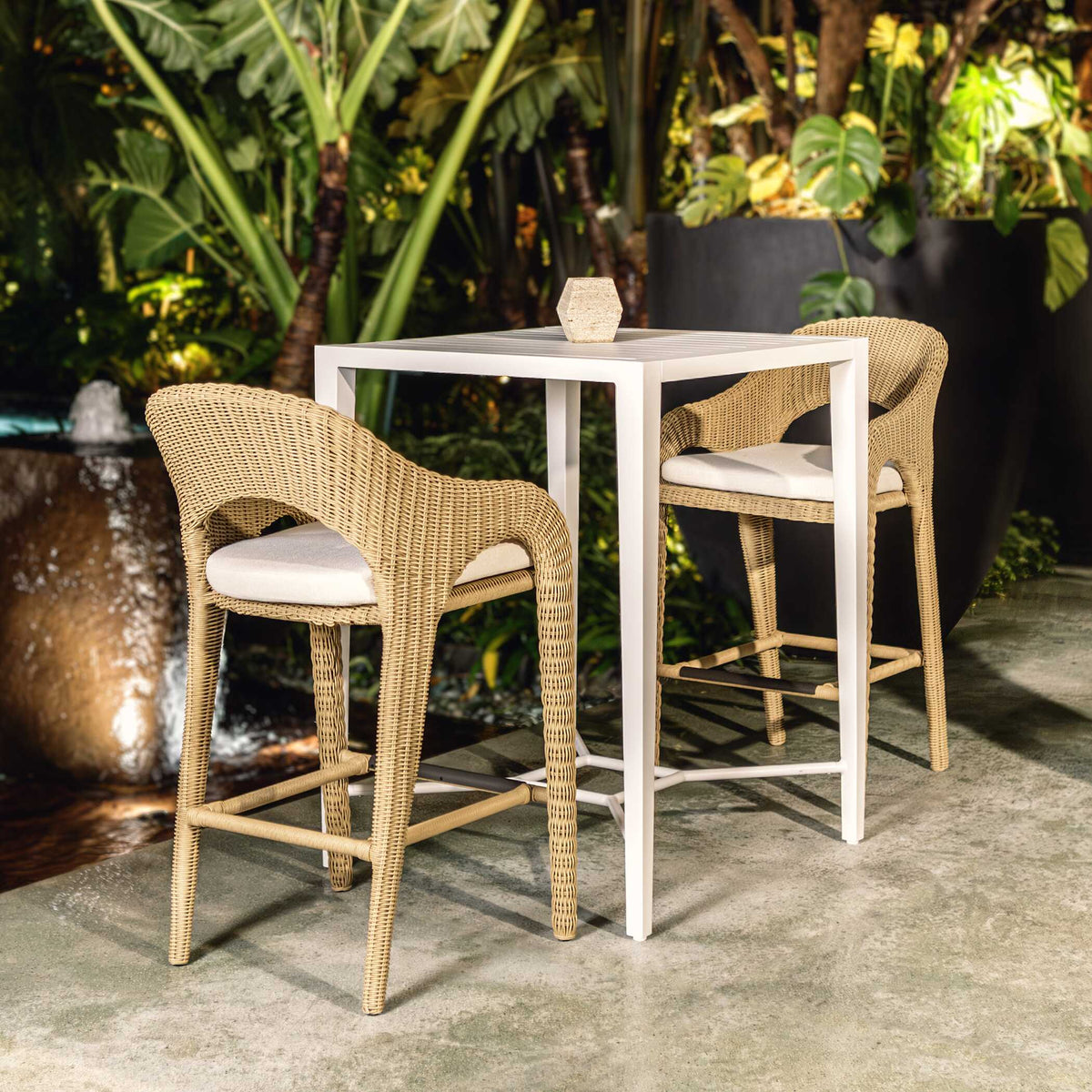 Montellano White Outdoor Bar Table - Ornate Home