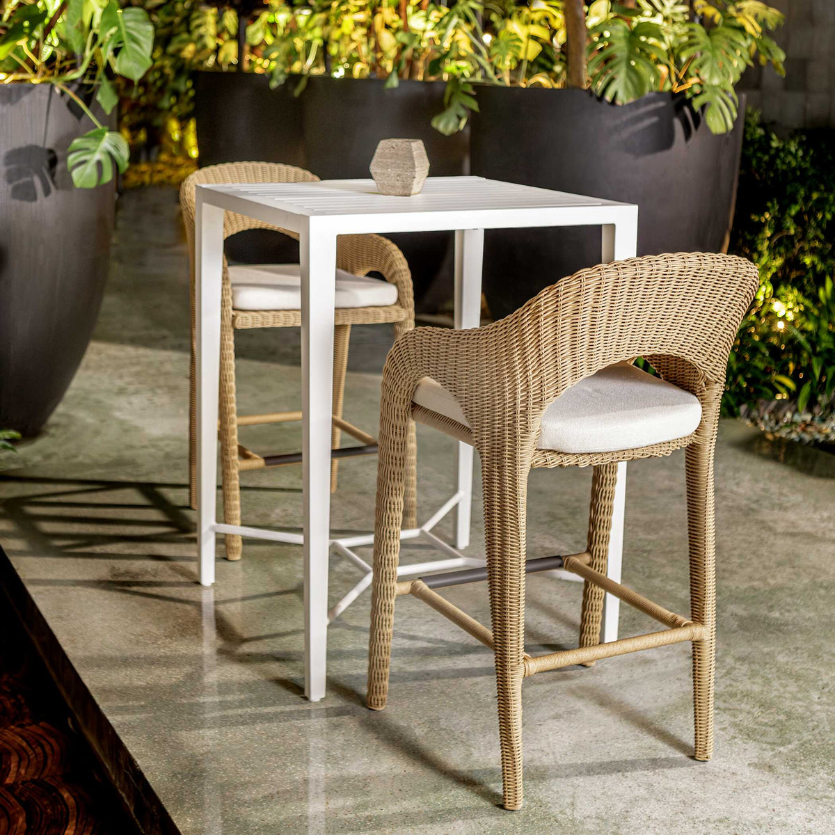 Montellano White Outdoor Bar Table - Ornate Home
