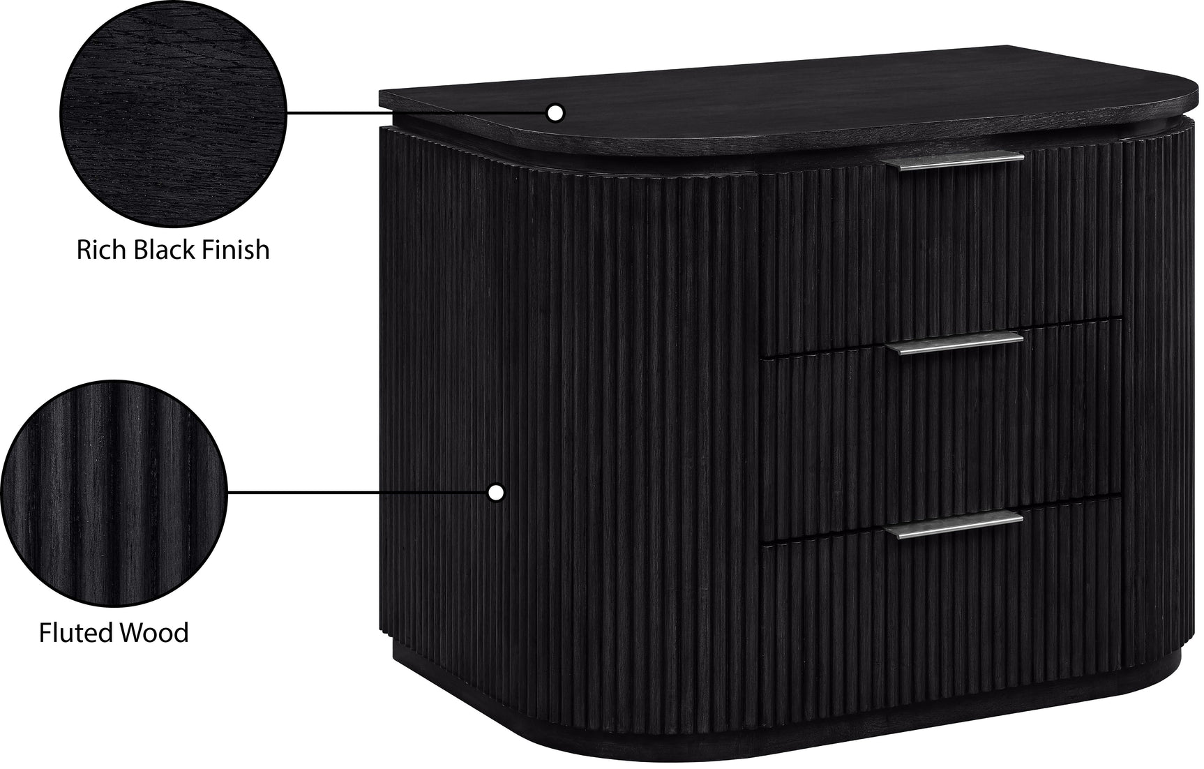 Monterey Black/Silver Wood And Oak Veneer Nightstand - Ornate Home