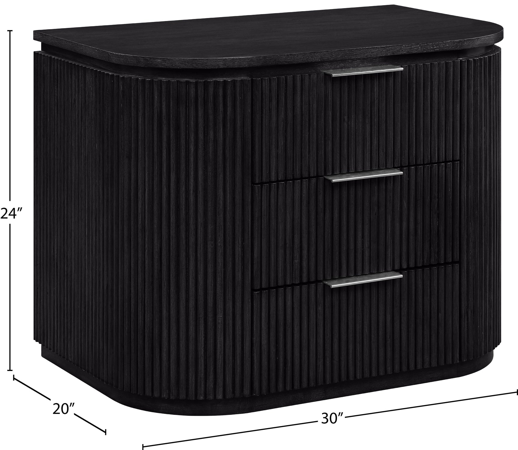 Monterey Black/Silver Wood And Oak Veneer Nightstand - Ornate Home